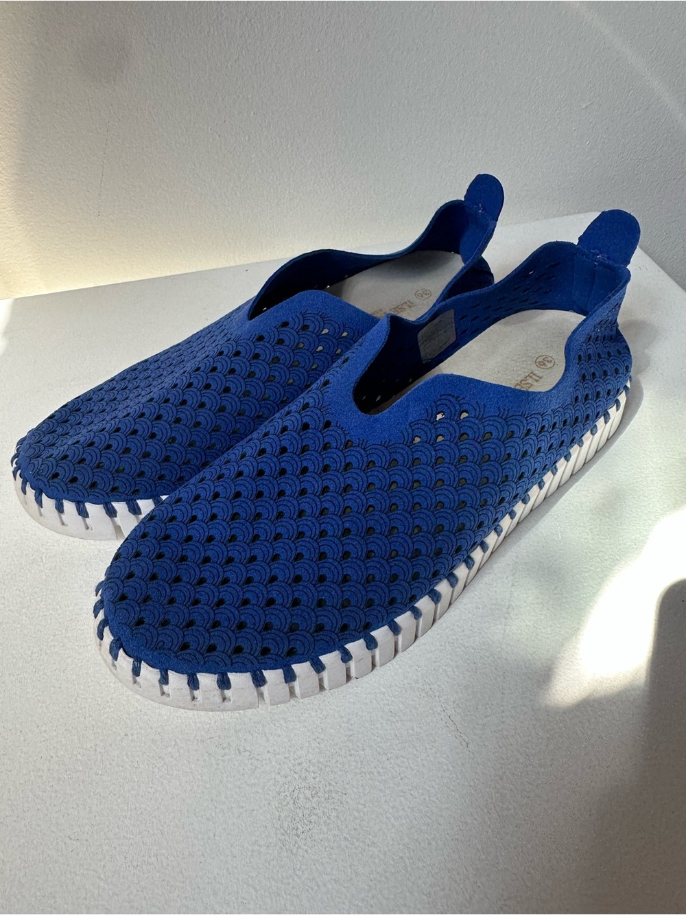 ILSE Blue Slip-On Knit Womens Shoes
